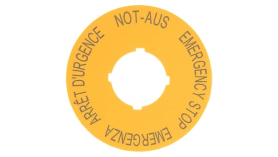 Tabliczka opisowa żółta okrągła fi60 EMERGENCY STOP M22-XBK1 216483 Eaton