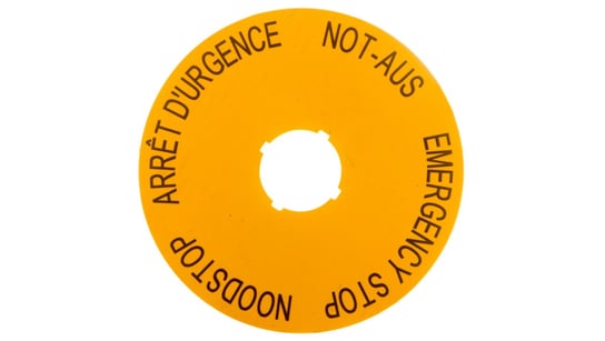 Tabliczka opisowa żółta okrągła fi90 EMERGENCY STOP (DE, GB, NL, F) M22-XAK3 216467 Eaton
