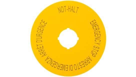 Tabliczka opisowa żółta okrągła fi90 EMERGENCY STOP M22-XAK11 121085 Eaton