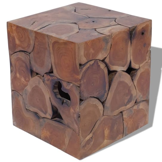 Taboret drewniany tekowy 40x40x45 cm, brązowy Zakito