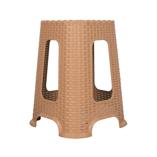 Taboret krzesło stołek Rattan brązowo-kremowy Ozer