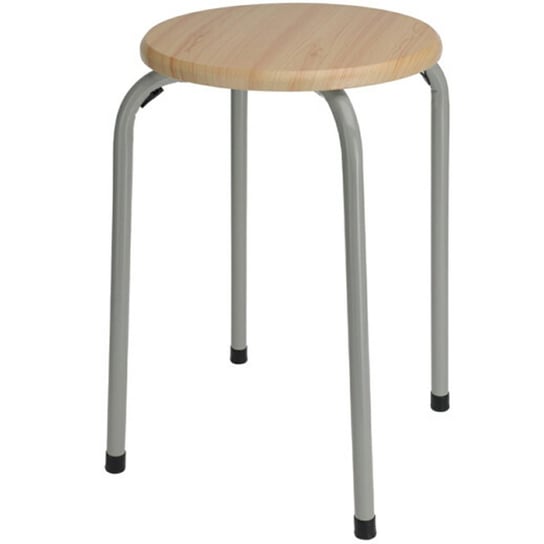 Taboret metalowy szary z siedziskiem mdf h45 x 37 cm H&S Decoration