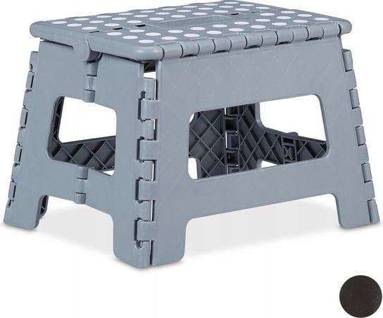 Taboret Stołek Podnóżek 22cm SKŁADANY ROZKŁADANY Szary M RELAXDAYS