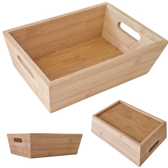 TACA BAMBUSOWA SKRZYNKA PROSTOKĄTNA ORGANIZER Z DREWNA PUDEŁKO 23x16x7,5 cm Sokomedica