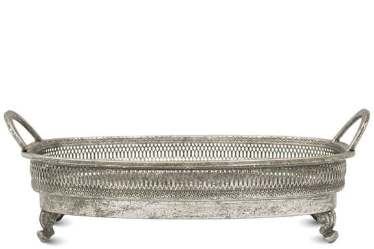 Taca metalowa, srebrna, 15.5x44.5x26.5 cm Art-Pol