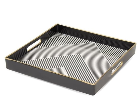 Taca prostokątna czarna zdobiona 4x32,5x32,5 cm Art-Pol