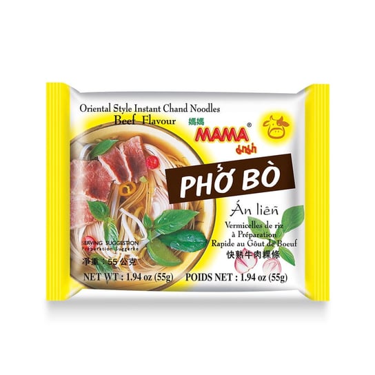 Tajska Zupa Błyskawiczna Z Makaronem Ryżowym Zupa Pho Bo Z Wołowiną "Pho Bo | Instant Chand Rice Vermicelli Beef" 55G Mama Inna marka