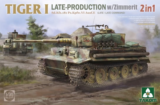 Takom 2199 1:35 Tiger I Sd.Kfz.181 Late-Late Command w/Zimmerit model czołgu Takom