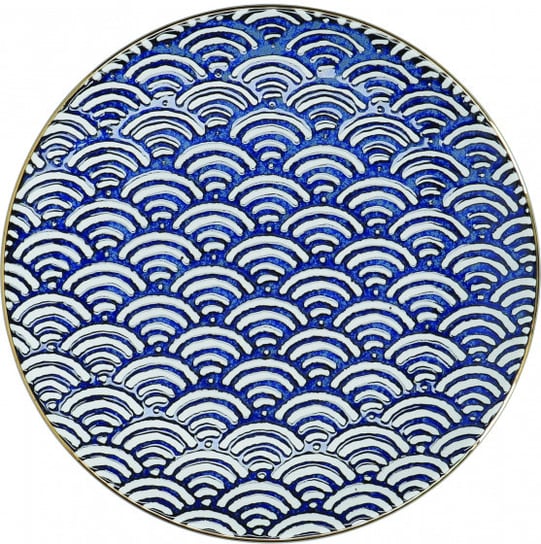 talerz boczny Satori Wave 22 cm porcelana niebiesko-biała 6 szt TWM