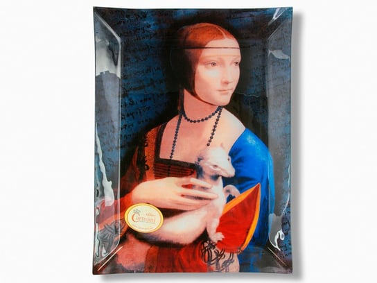 Talerz dekoracyjny -L. Da Vinci -Dama z łasiczką - 24x32cm Carmani