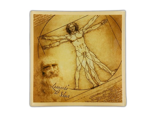 Talerz dekoracyjny - Leonardo Da Vinci - Człowiek Witruwiański - 13x13cm Carmani
