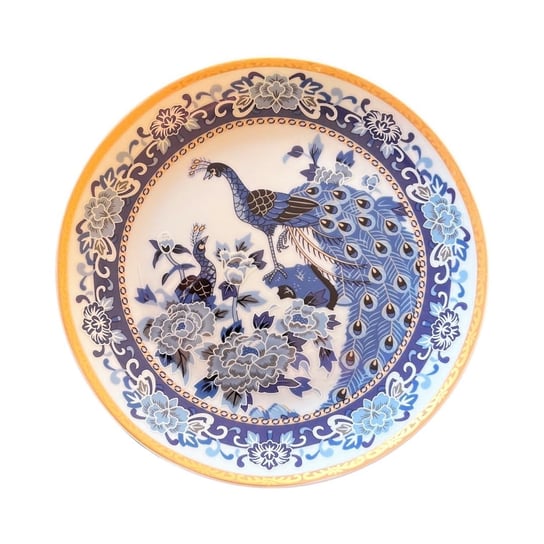 Talerz deserowy 18,2 cm PAWIE niebieski porcelana Inna marka