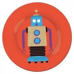 Talerz deserowy fi 20 cm dla dzieci, czerwony, seria Roboty | Maison Petit Jour uniw Maison Petit Jour