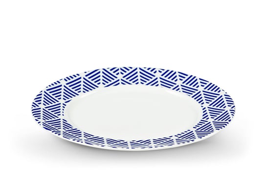 Talerz  deserowy LIVIDUS biały/niebieski / Ø19 / porcelana Konsimo