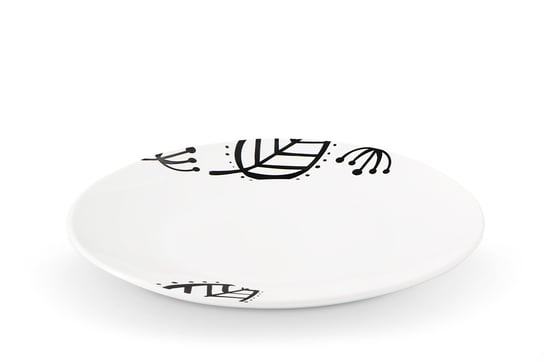 Talerz  deserowy TILIA biały/czarny / Ø20 / porcelana Konsimo