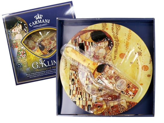 Talerz deserowy z łopatką - G.Klimt - Pocałunek śr.30cm /box Carmani