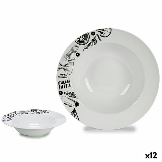 Talerz Do Makaronu Biały Czarny Porcelana 30 X 7,5 X 30 Cm (12 Sztuk) Inna marka
