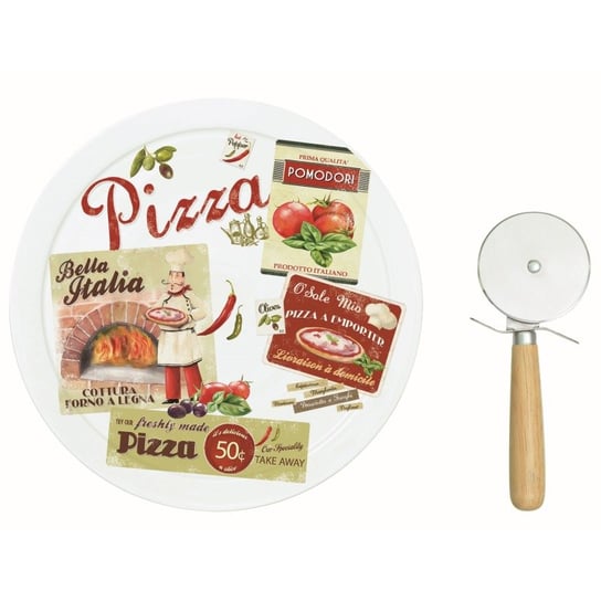 Talerz do pizzy z nożem Pizza Nuova R2S Vintage Nuova R2S