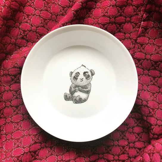 Talerz głęboki obiadowy ręcznie malowany Panda 20,5cm Rzecz-Pospolita Sztuka Użytkowa