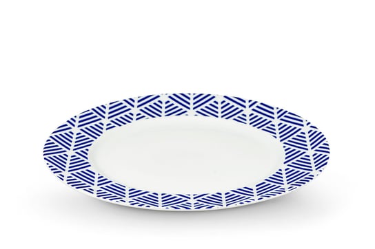 Talerz obiadowy LIVIDUS biały/niebieski / Ø26 / porcelana Konsimo