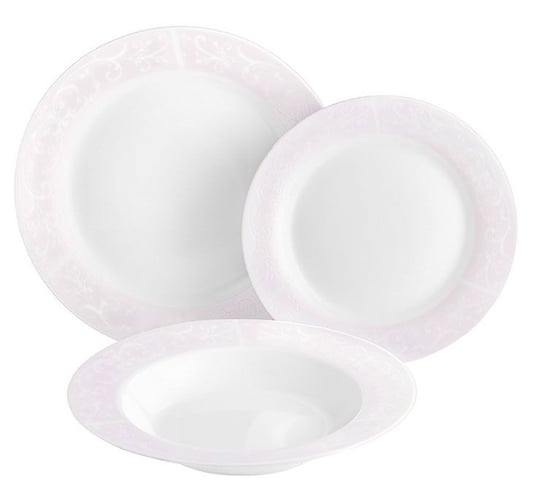 Talerz obiadowy porcelanowy z różowym Domotti Pearl 1 sztuka 23,5cm Domotti