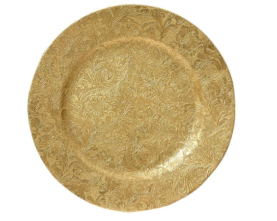 Talerz ozdobny złoty wzory kwiaty na stół 33cm Inna marka
