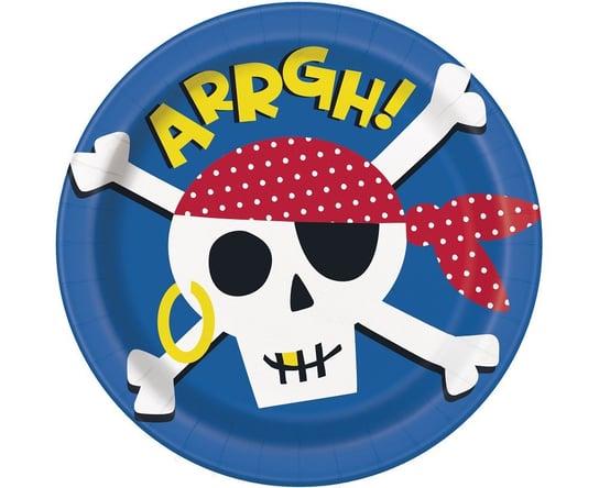 Talerz papierowy Ahoj Piracie czaszka pirata 23cm GODAN