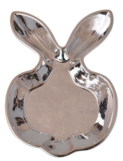 Talerzyk ceramiczny królik srebrny, 17x24x4,5 cm Ewax