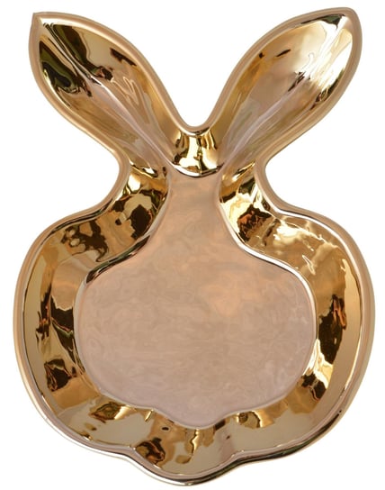 Talerzyk ceramiczny królik złoty, 17x24x4,5 cm Ewax