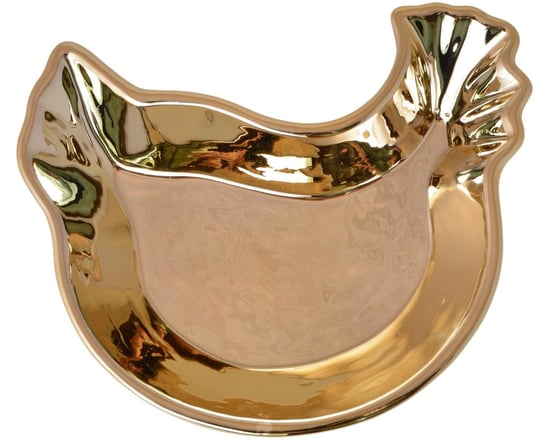 Talerzyk ceramiczny kurka, złota, 22x19x5 cm Ewax