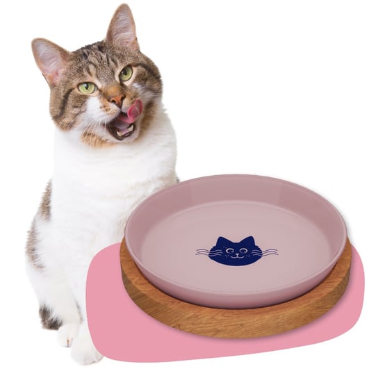 Talerzyk dla kota z podstawką 18 cm, kolor Cashmire Pink, Animal Island Inna marka