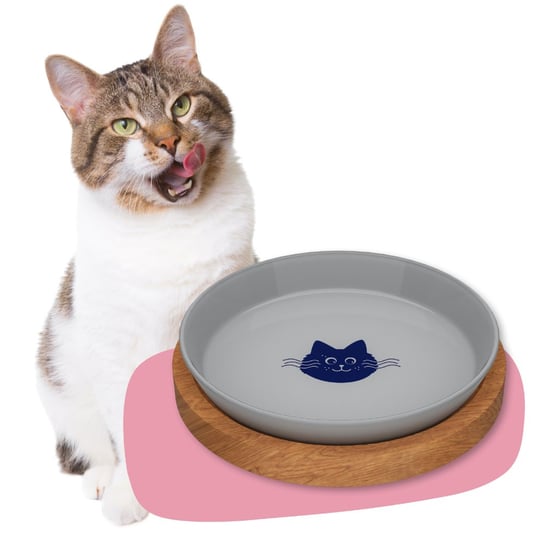 Talerzyk dla kota z podstawką 18 cm, kolor Cool Gray, Animal Island Inna marka