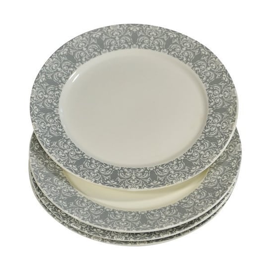 Talerzyki ceramiczne 19 cm Sułtan wzór szaro-biały 4 sztuki STALMAN