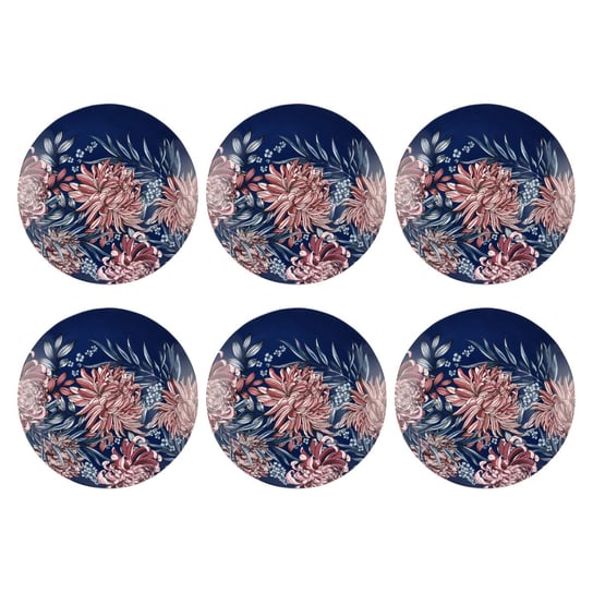 Talerzyki deserowe porcelana kwiaty odcienie niebieskiego 6 sztuk 20 cm Margo Altom Design Altom