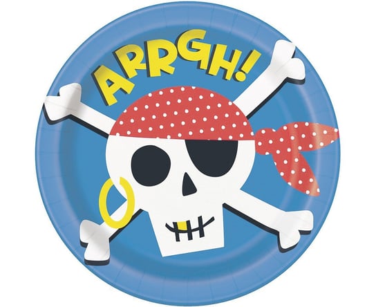 Talerzyki Papierowe Ahoy Pirate, 23 Cm, 8 Szt. (Plastic-Free) Unique Party