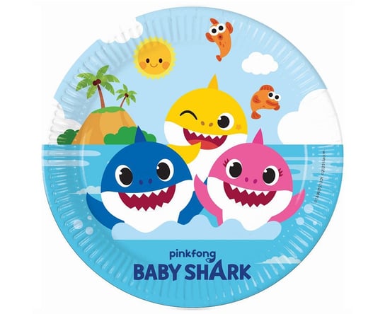 Talerzyki Papierowe Baby Shark (Nickelodeon), Next Generation,  23Cm, 8 Szt. (Plastic-Free) Procos