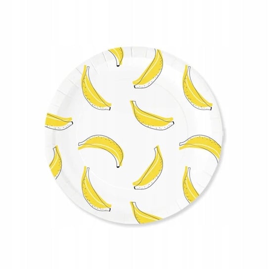 Talerzyki papierowe banany białe urodziny 18cm6szt PartyPal