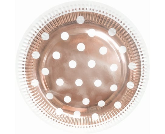 Talerzyki papierowe Beauty&Charm Groszki, różowo-złote, 23 cm, 6 szt. GoDan