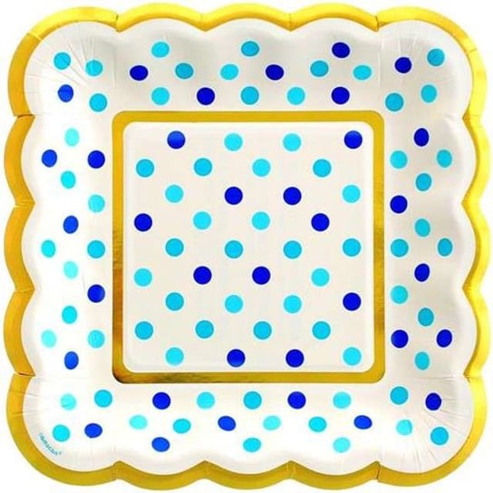 Talerzyki papierowe, Blue Dots, 14 cm, 36 sztuk Amscan