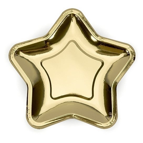 Talerzyki papierowe, gwiazdka złote, 18cm, 6szt NiebieskiStolik