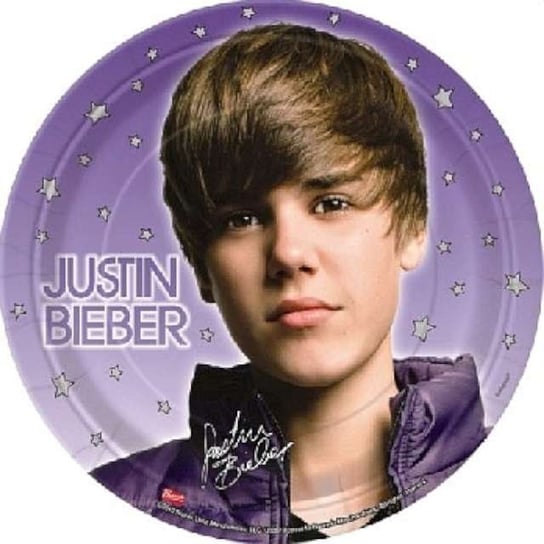 Talerzyki papierowe, Justin Bieber, 18 cm, 8 sztuk 