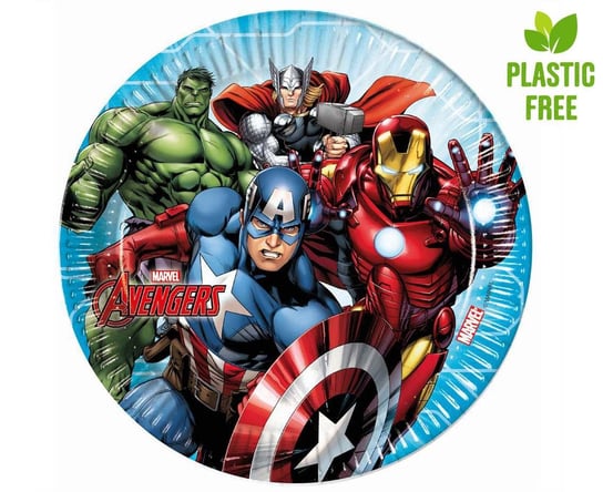 Talerzyki papierowe Mighty Avengers (Marvel), next generation, 23 cm, 8 szt. (plastic-free) Marvel