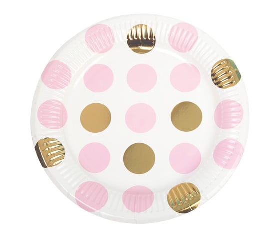 Talerzyki papierowe, Pattern Works - Plate Pink Dots, 23 cm, 8 sztuk NEVITI
