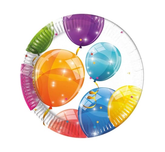 Talerzyki papierowe, Sparkling Balloons, 20 cm, 8 sztuk Procos