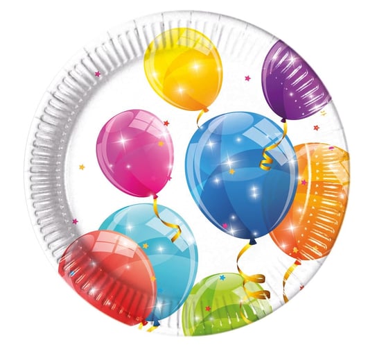 Talerzyki papierowe, Sparkling Balloons, 23 cm, 8 sztuk Procos