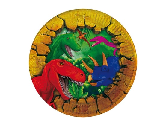 Talerzyki urodzinowe Dinozaury - 18 cm - 6 szt. Folat