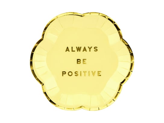 Talerzyki Yummy - Always Be Positive, jasny żółty, 13 cm, 6 sztuk PartyDeco