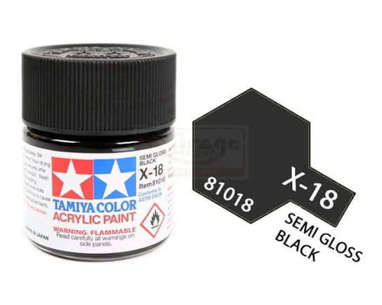 Tamiya Acrylic 81018 X-18 Semi Gloss Black 23Ml [Satin] Tamiya