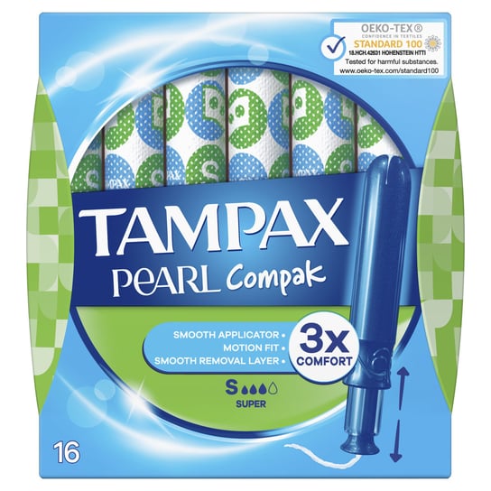 Tampax, Pearl Compak Super, tampony z aplikatorem, 16 szt. Tampax