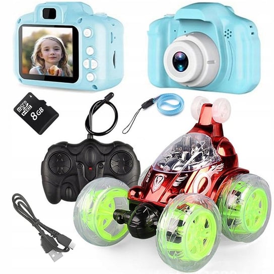 Tańczący samochód sterowany na pilot, ,,Speed and red'' + Aparat fotograficzny dla dzieci + karta 8gb niebieski - Icefresh Selfie Inna marka
